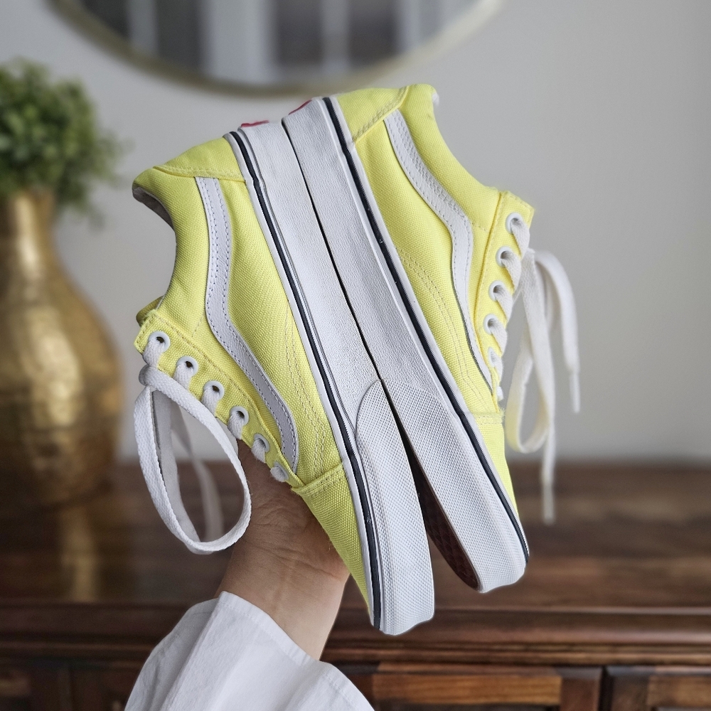 Vans Old Skool Low Top Sneakers Yellow White Canvas Women’s 7.5 / Men’s 6 - Picture 7 of 15